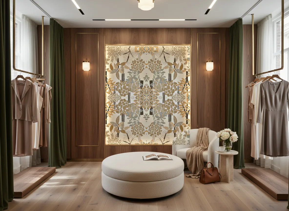 Peradeniya — Butik — podświetlona ściana przymierzalni