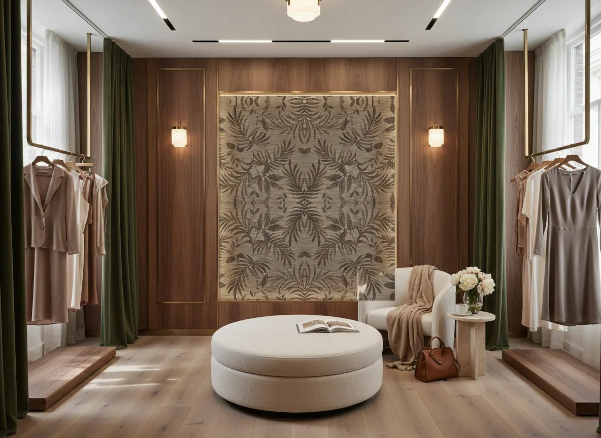 Salix Feroe — Butik — podświetlona ściana przymierzalni