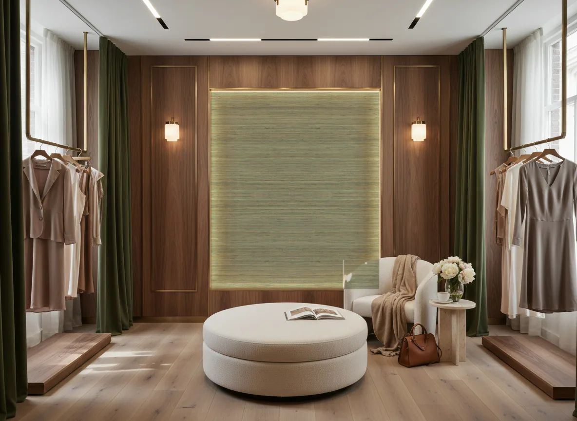 Seagrass — Butik — podświetlona ściana przymierzalni