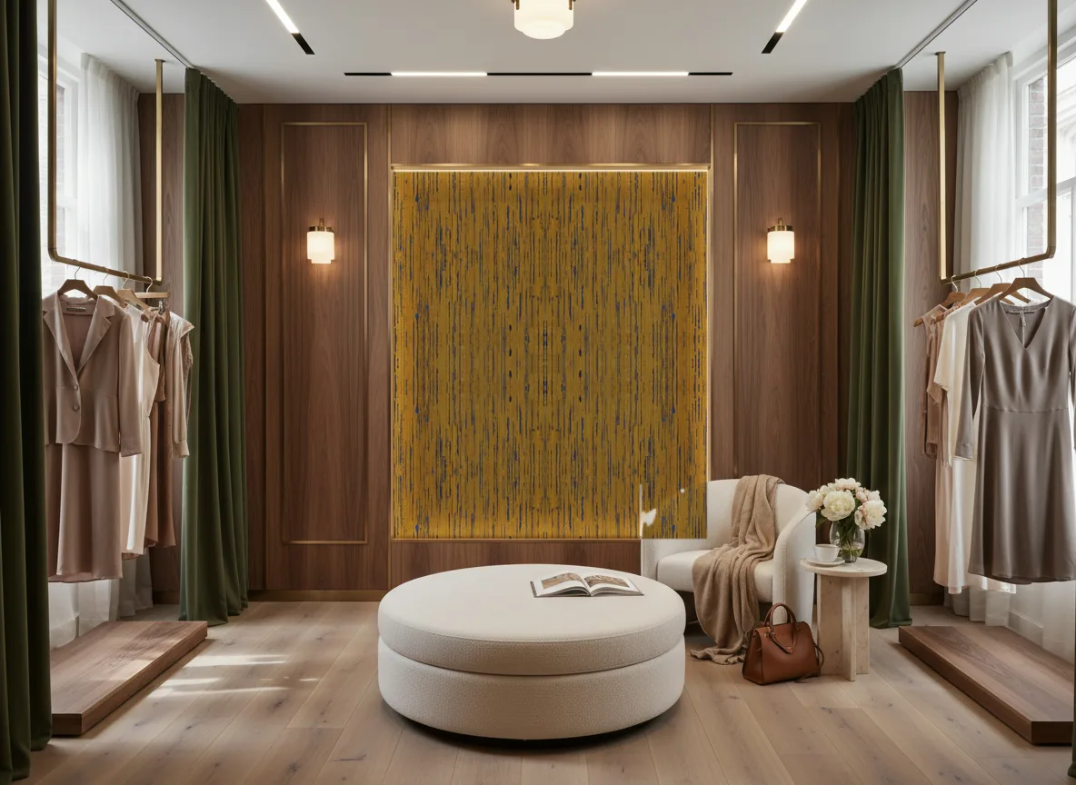 Sequoia Escambray — Butik — podświetlona ściana przymierzalni