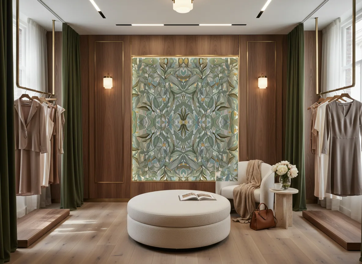 Solandra — Butik — podświetlona ściana przymierzalni