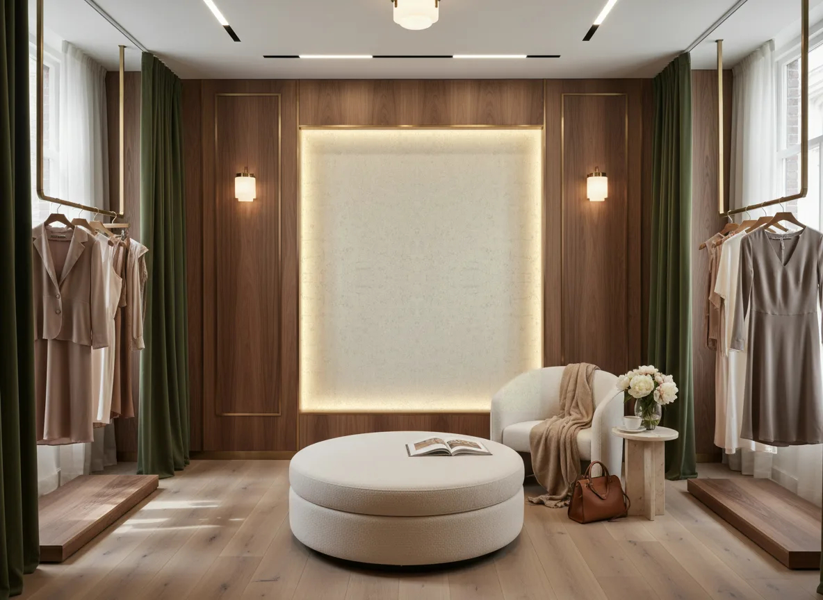 Alba — Butik — podświetlona ściana przymierzalni