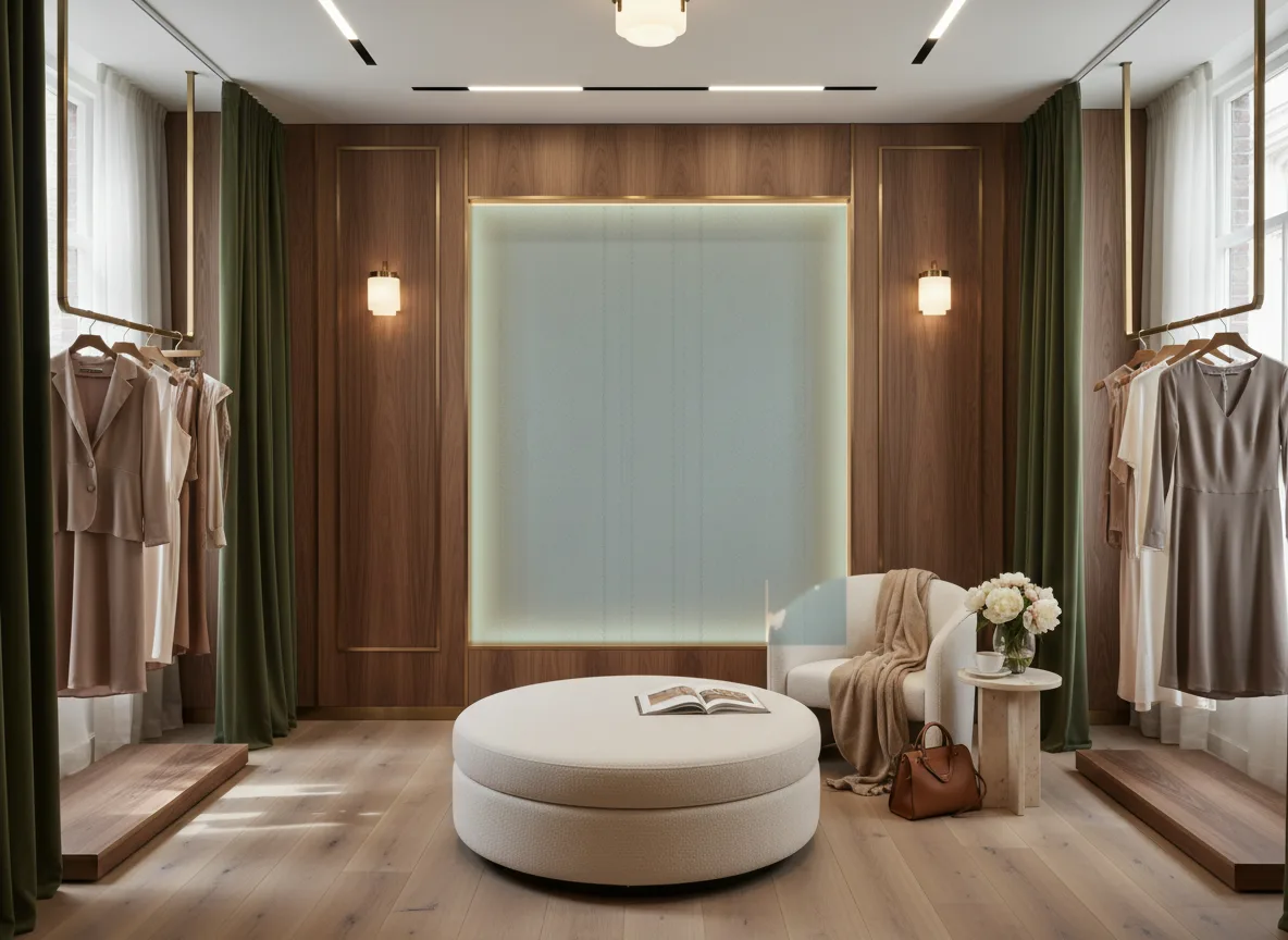 Polyform Eos Vertigo — Butik — podświetlona ściana przymierzalni