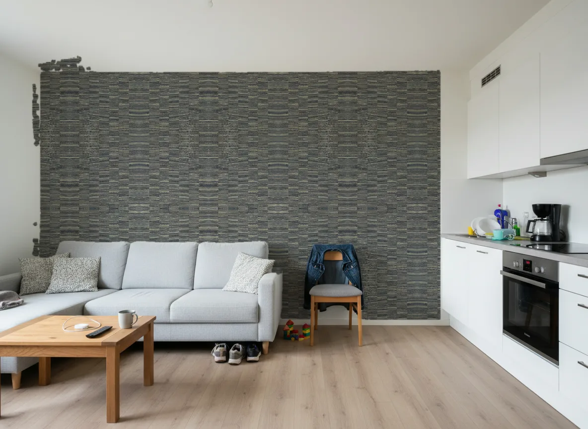 Lirio Nature Precieuse – Textures — Mieszkanie deweloperskie — ściana za sofą