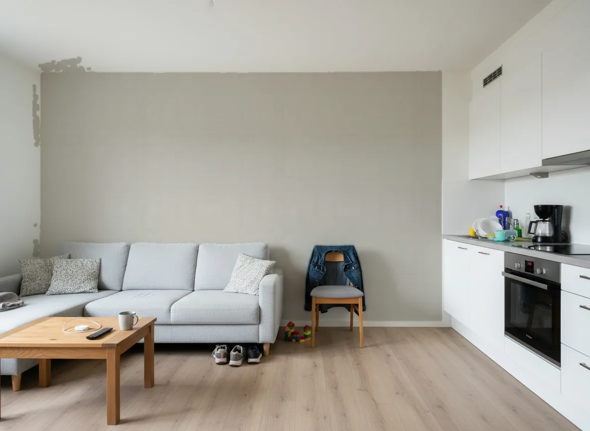 Nérikomi Texture Cerame — Mieszkanie deweloperskie — ściana za sofą