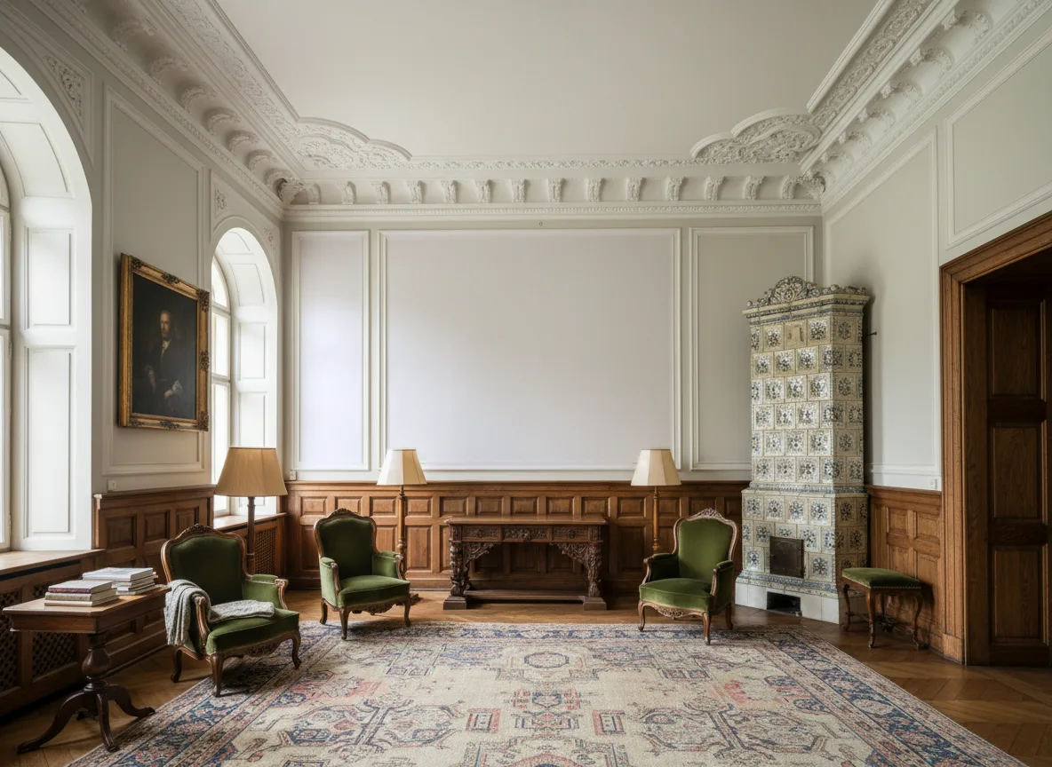 Minimalistyczna — Salon dworski — kwatery nad boazerią