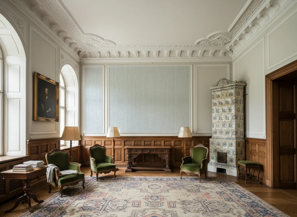 Tapeta obiektowa Eira Puro W-1892-107 — Salon dworski — kwatery nad boazerią