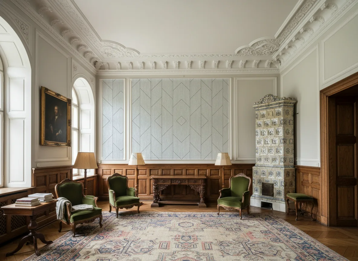 Tapeta obiektowa Eira W-1892-108 — Salon dworski — kwatery nad boazerią