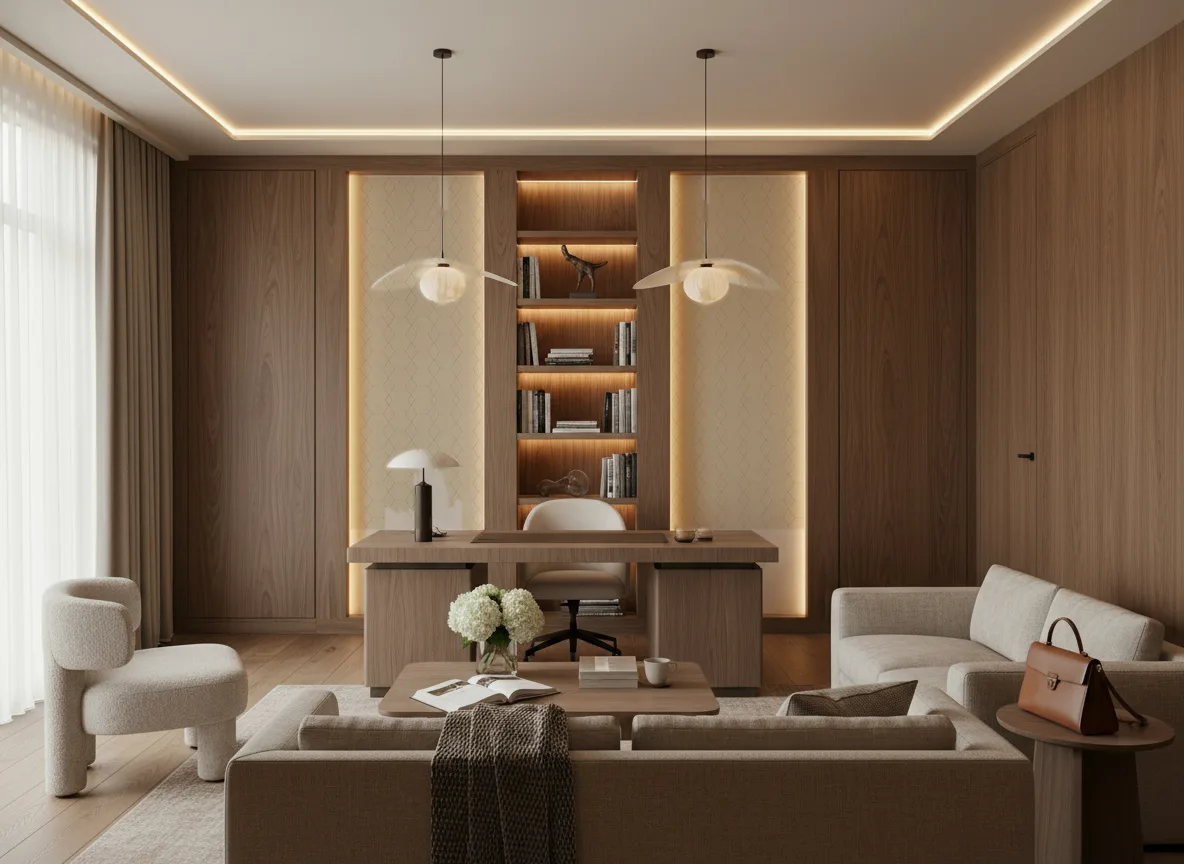 Pytheas Delta — Gabinet — dwa podświetlone pola przy regale