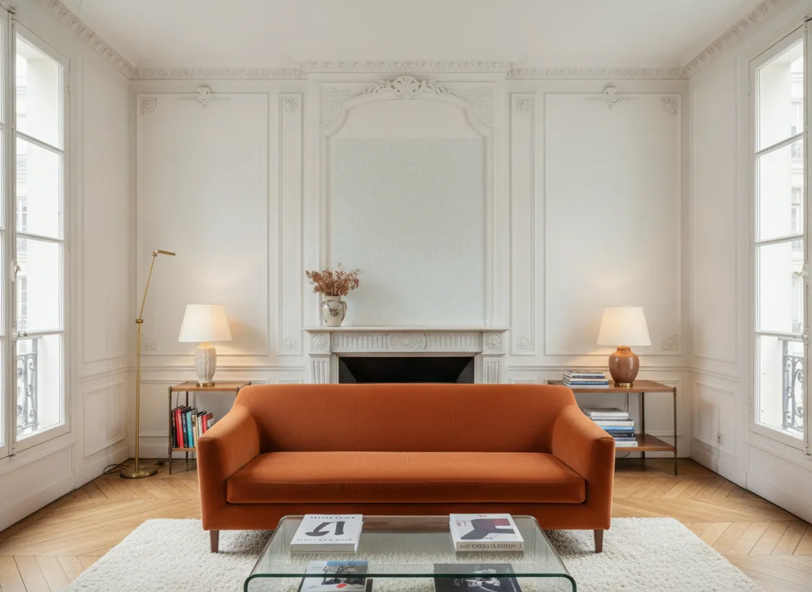 Concept Beton — Paryski salon — pole nad kominkiem