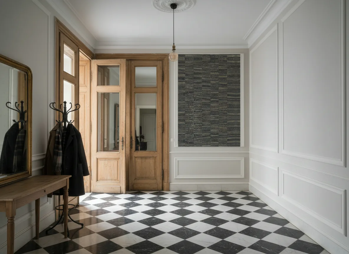 Lirio Nature Precieuse – Textures — Hol w krakowskiej kamienicy — kwatera w listwach