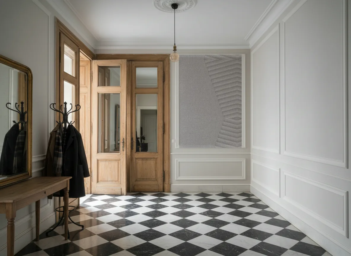 Polyform Vinacoustic Arcad — Hol w krakowskiej kamienicy — kwatera w listwach