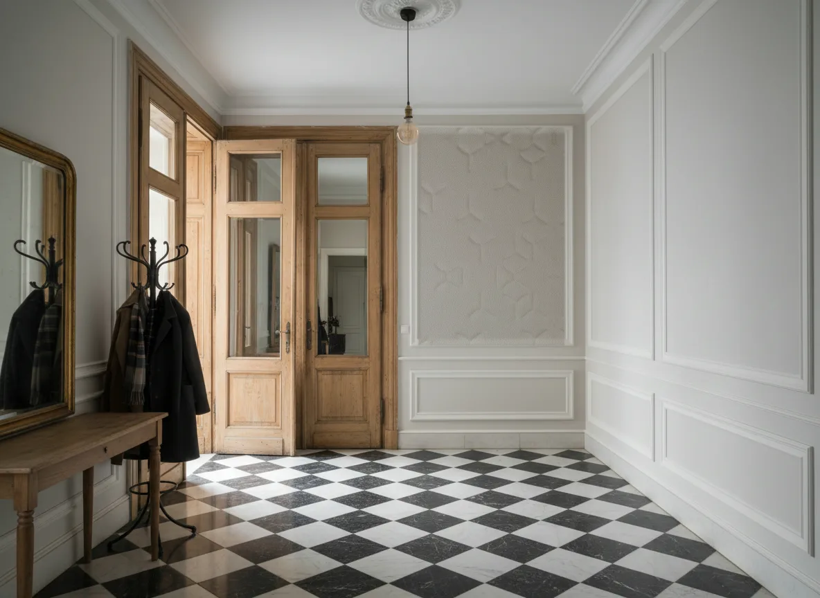 Polyform Vinacoustic Eole — Hol w krakowskiej kamienicy — kwatera w listwach