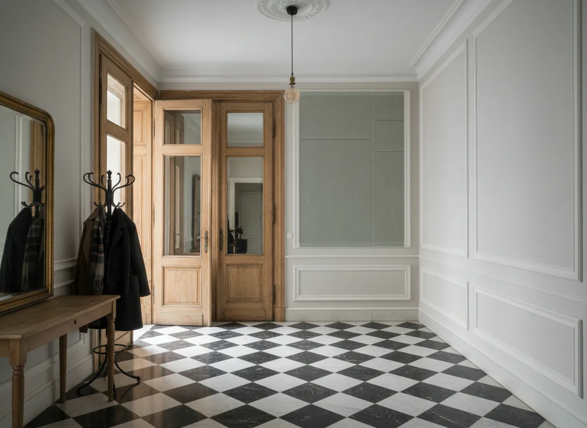 Polyform Vinacoustic Kent — Hol w krakowskiej kamienicy — kwatera w listwach