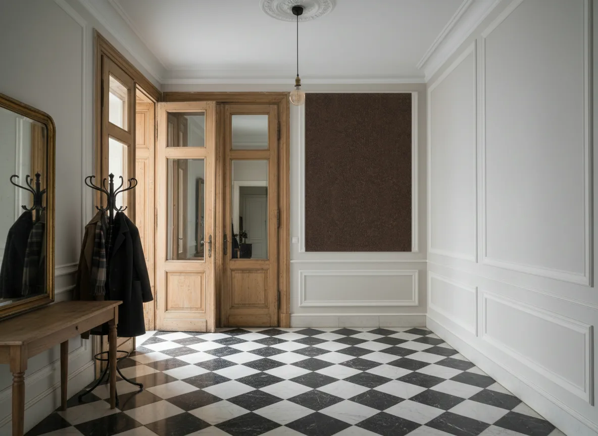 Tapeta obiektowa Bruce W15 — Hol w krakowskiej kamienicy — kwatera w listwach