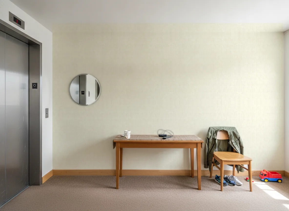Bizen Texture Cerame — Hol przy windzie w apartamentowcu