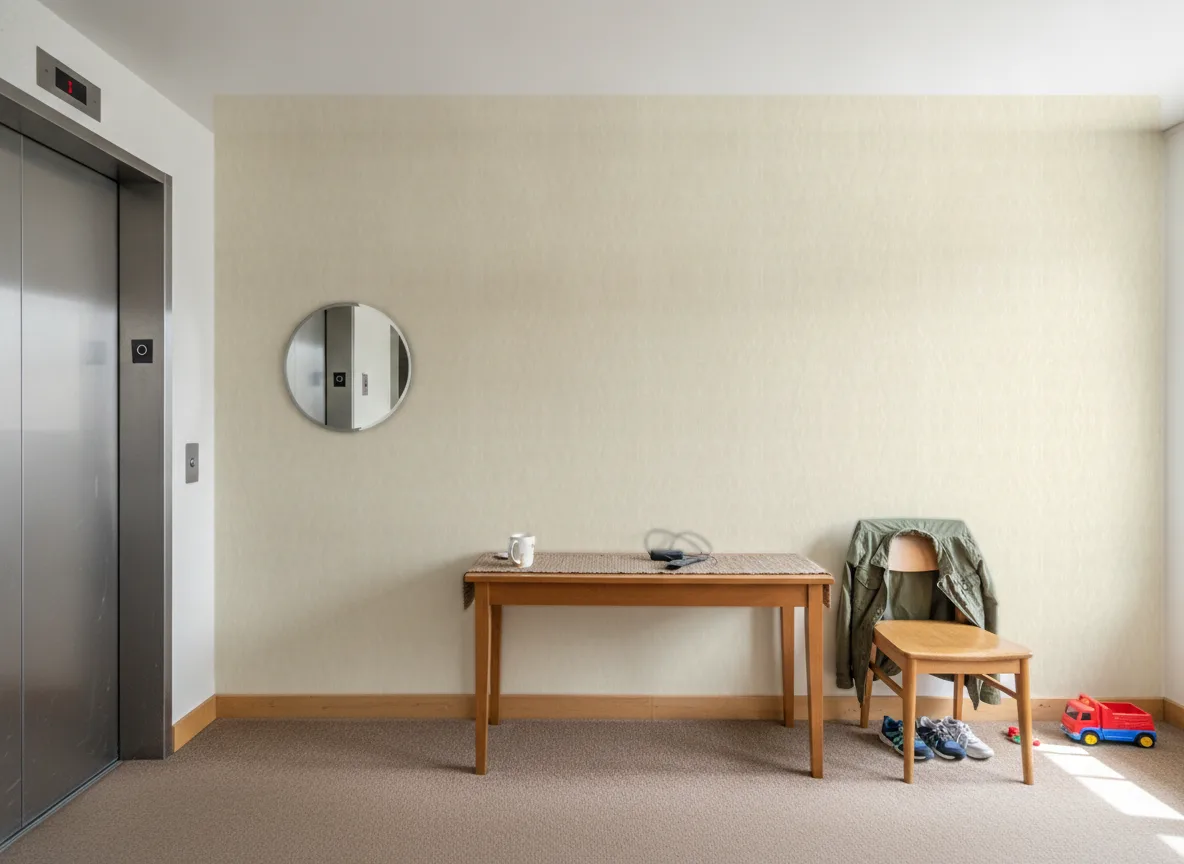 Keramos Texture Cerame — Hol przy windzie w apartamentowcu