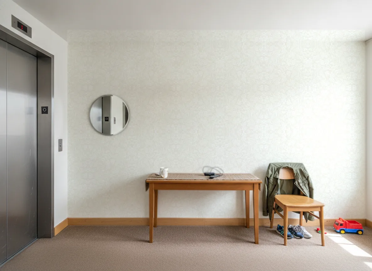 Pastel — Hol przy windzie w apartamentowcu