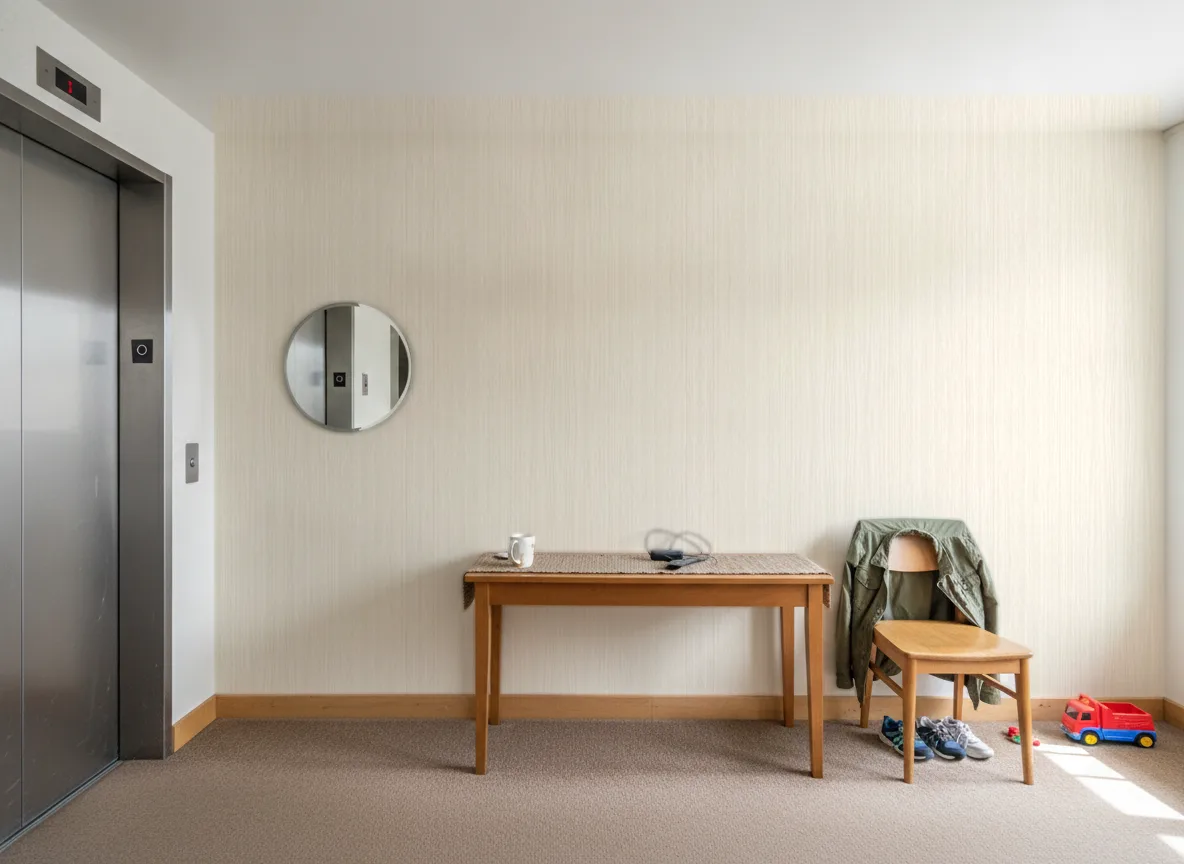 Zebrano — Hol przy windzie w apartamentowcu
