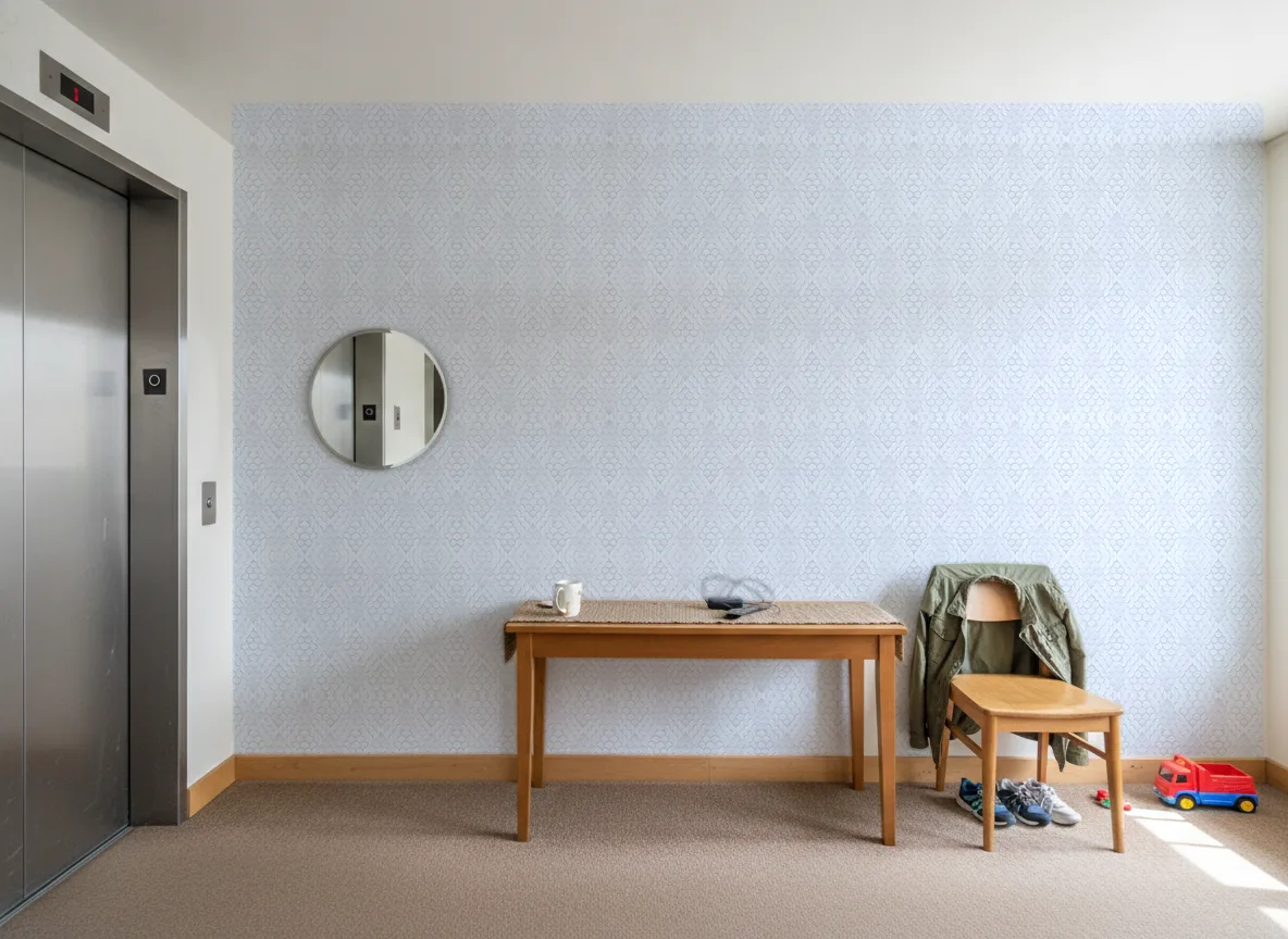Dekoracyjne łuski — Hol przy windzie w apartamentowcu