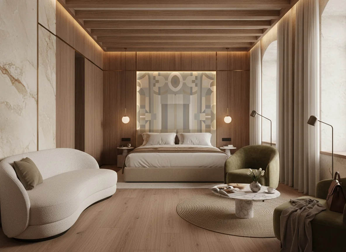 Vitrail Faubourg des Lumieres — Pokój w hotelu butikowym — podświetlone pole nad łóżkiem