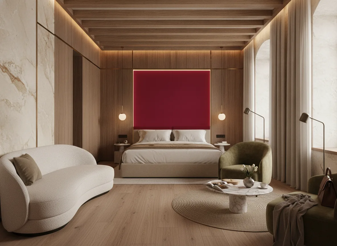 Eos Color 2 — Pokój w hotelu butikowym — podświetlone pole nad łóżkiem