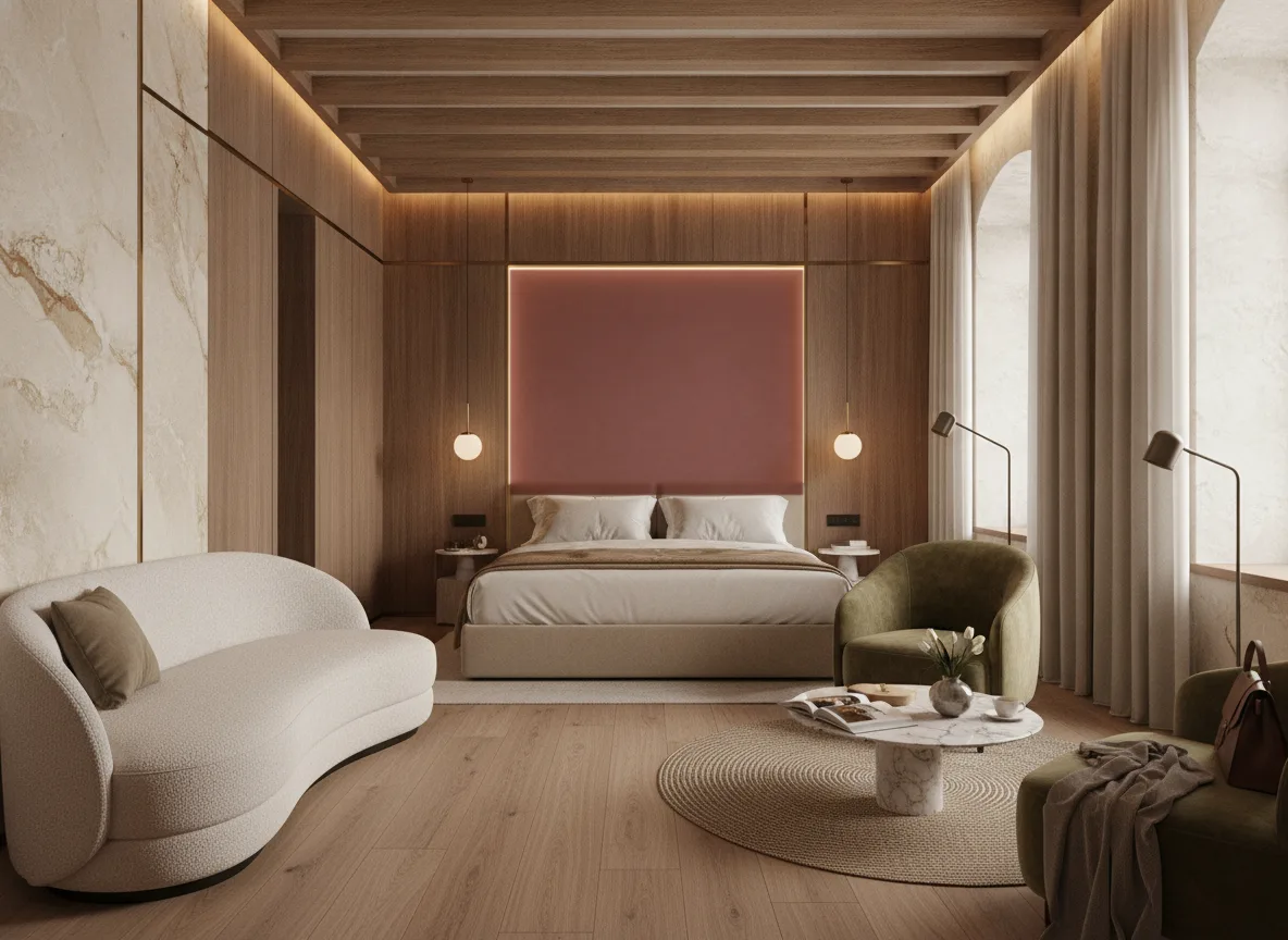 Eos Color 3 — Pokój w hotelu butikowym — podświetlone pole nad łóżkiem