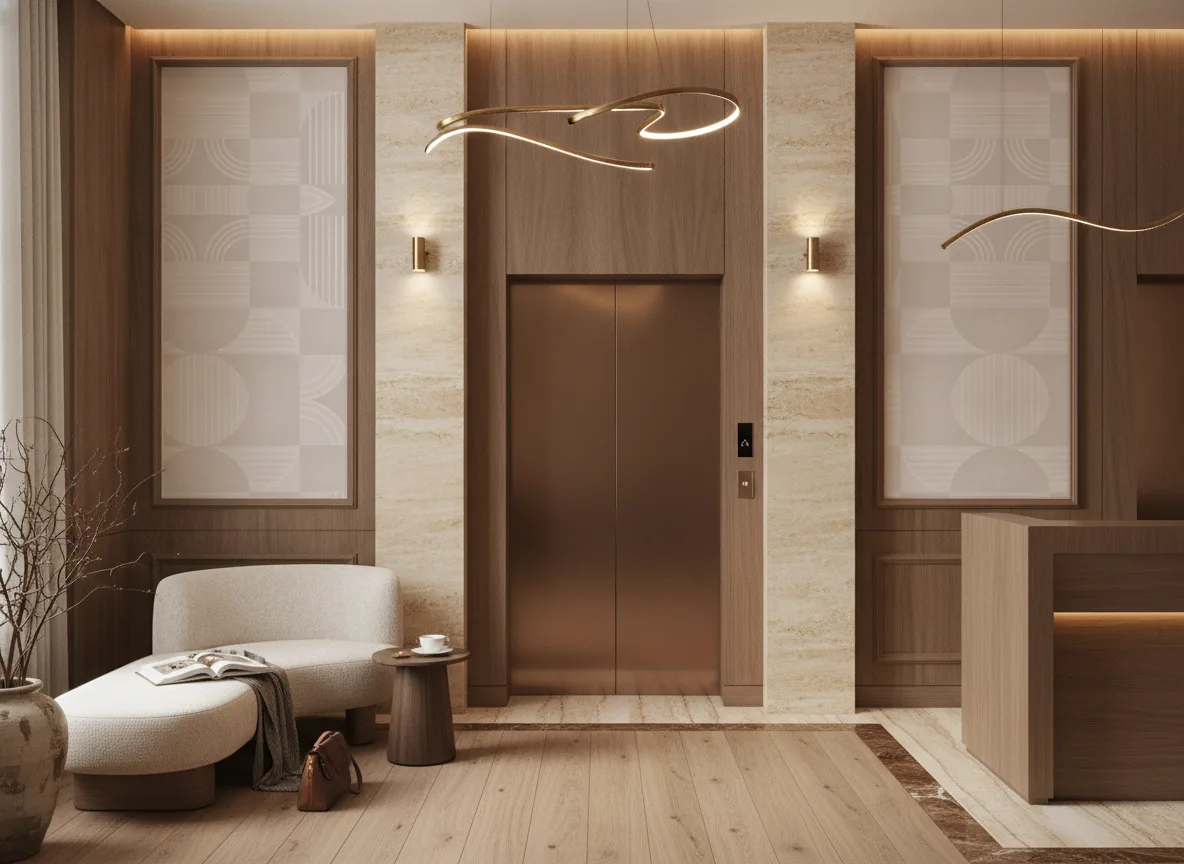 Annees 30 Faubourg des Lumieres — Hol przy windach w hotelu — dwie wysokie ramy