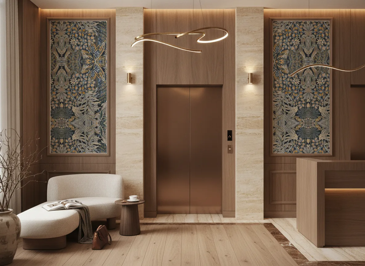 Borromee Jardin Felicia — Hol przy windach w hotelu — dwie wysokie ramy
