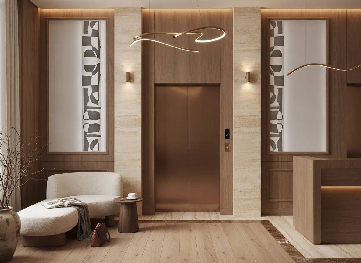 Concordance — Hol przy windach w hotelu — dwie wysokie ramy