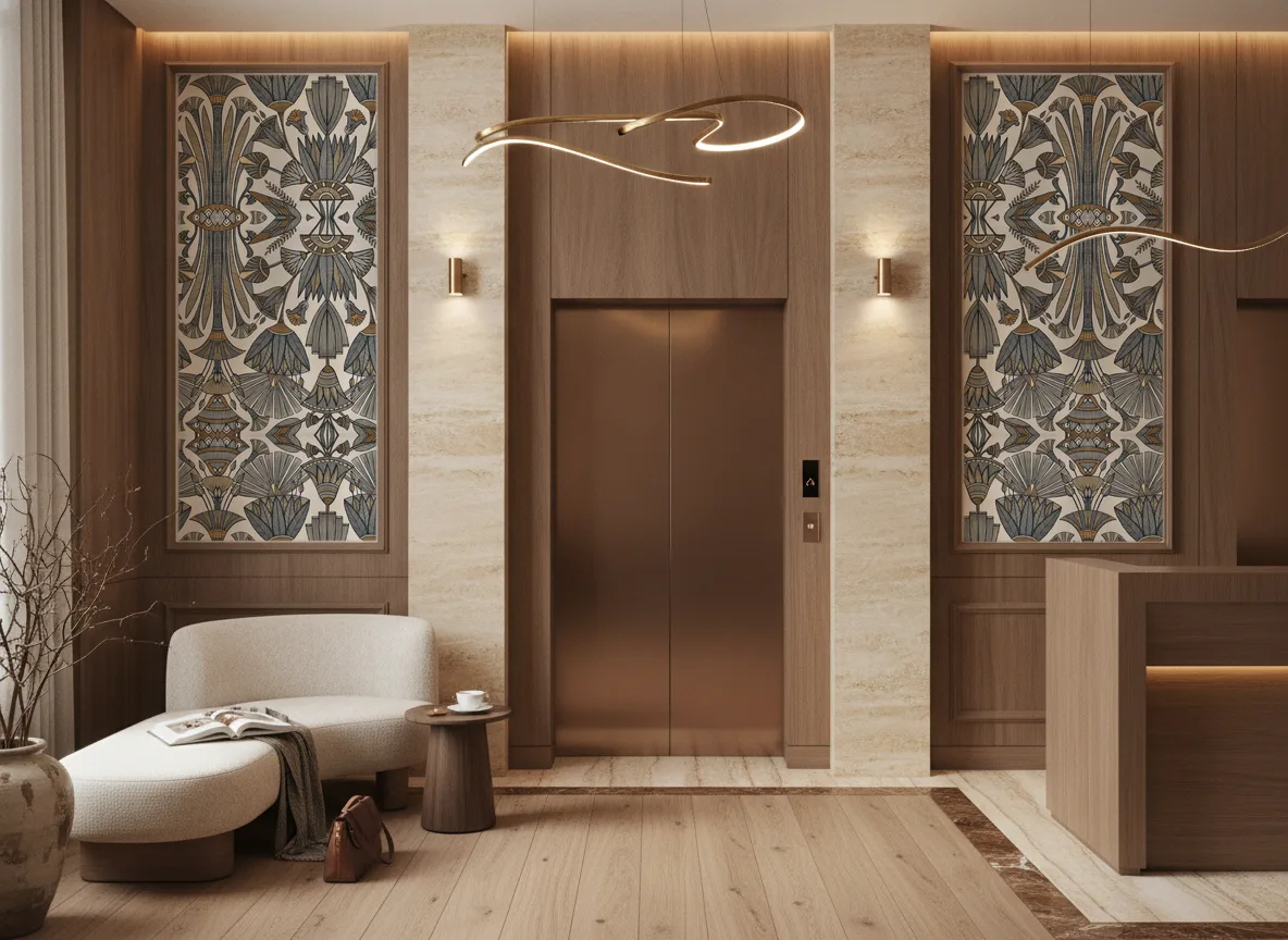 Denderah — Hol przy windach w hotelu — dwie wysokie ramy