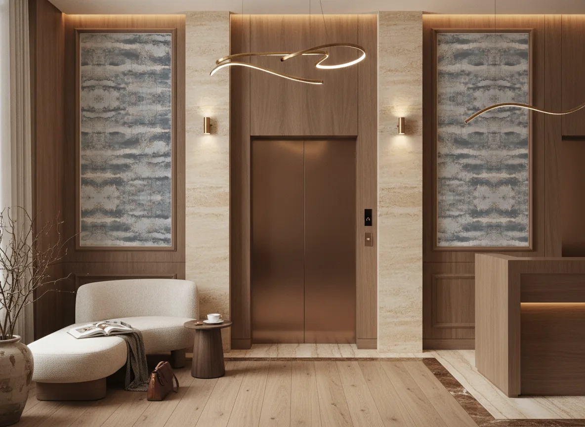 Ephemere Linessence — Hol przy windach w hotelu — dwie wysokie ramy