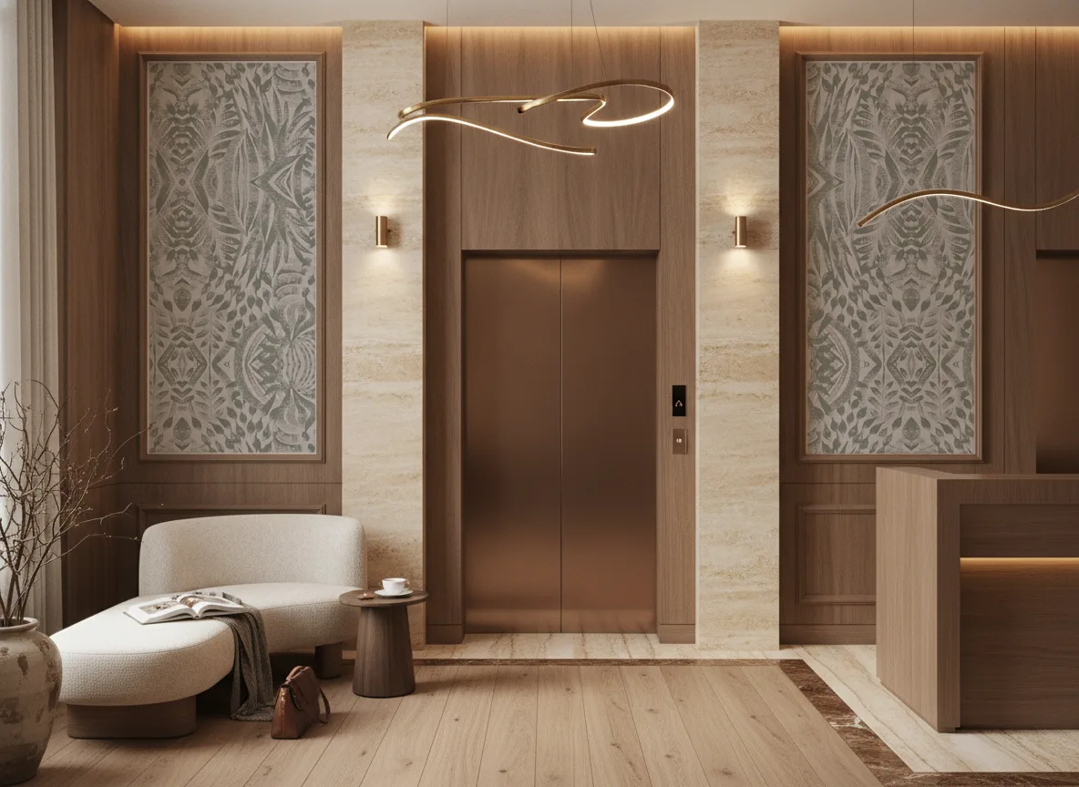 Foliage — Hol przy windach w hotelu — dwie wysokie ramy