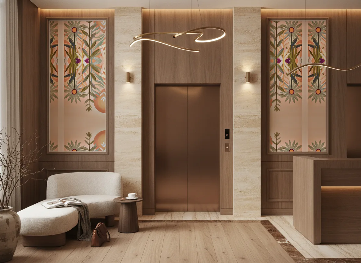 Jardin de cactus — Hol przy windach w hotelu — dwie wysokie ramy