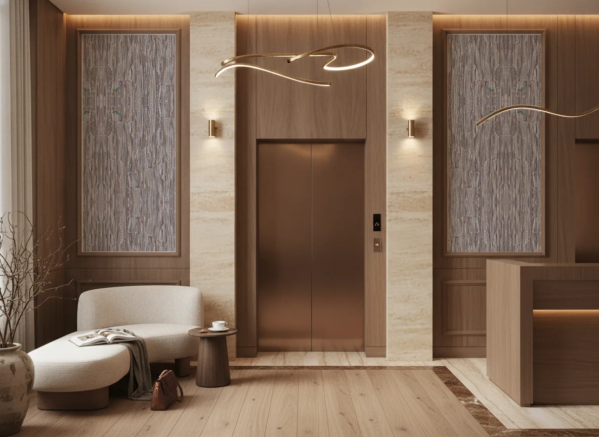 Lahna Le Velours — Hol przy windach w hotelu — dwie wysokie ramy