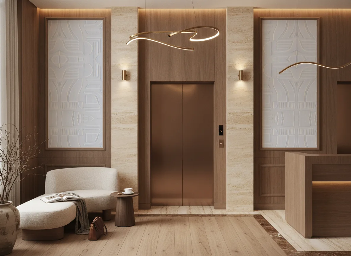 Linsolite — Hol przy windach w hotelu — dwie wysokie ramy