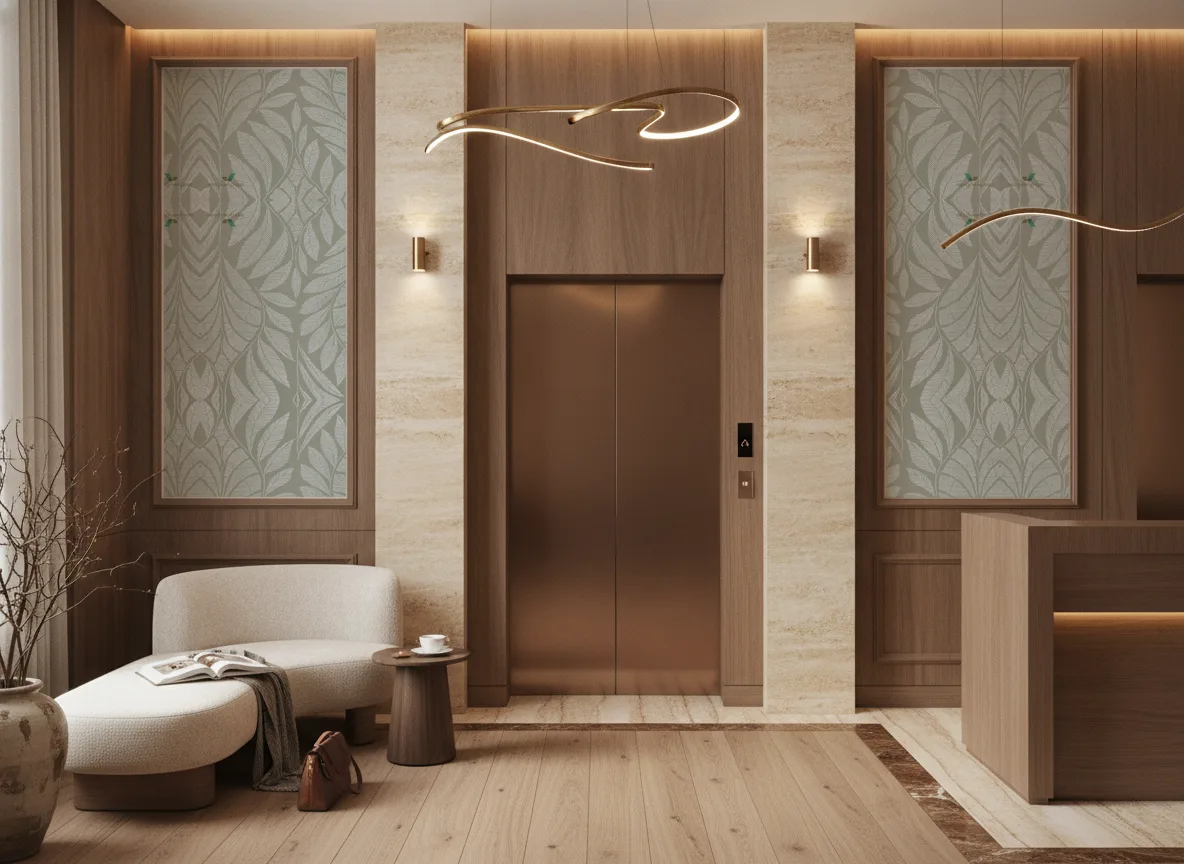 Printemps Viennois — Hol przy windach w hotelu — dwie wysokie ramy