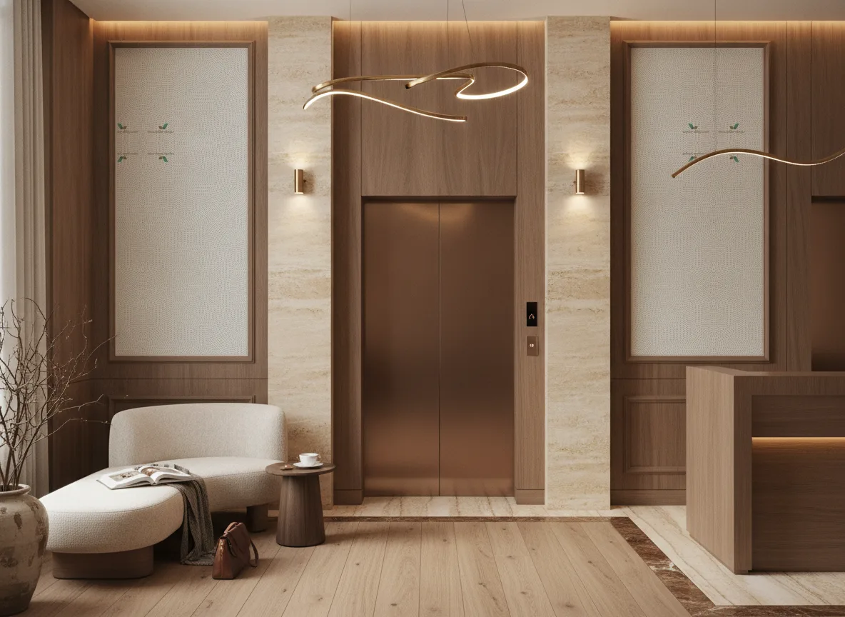 Printemps Viennois — Hol przy windach w hotelu — dwie wysokie ramy