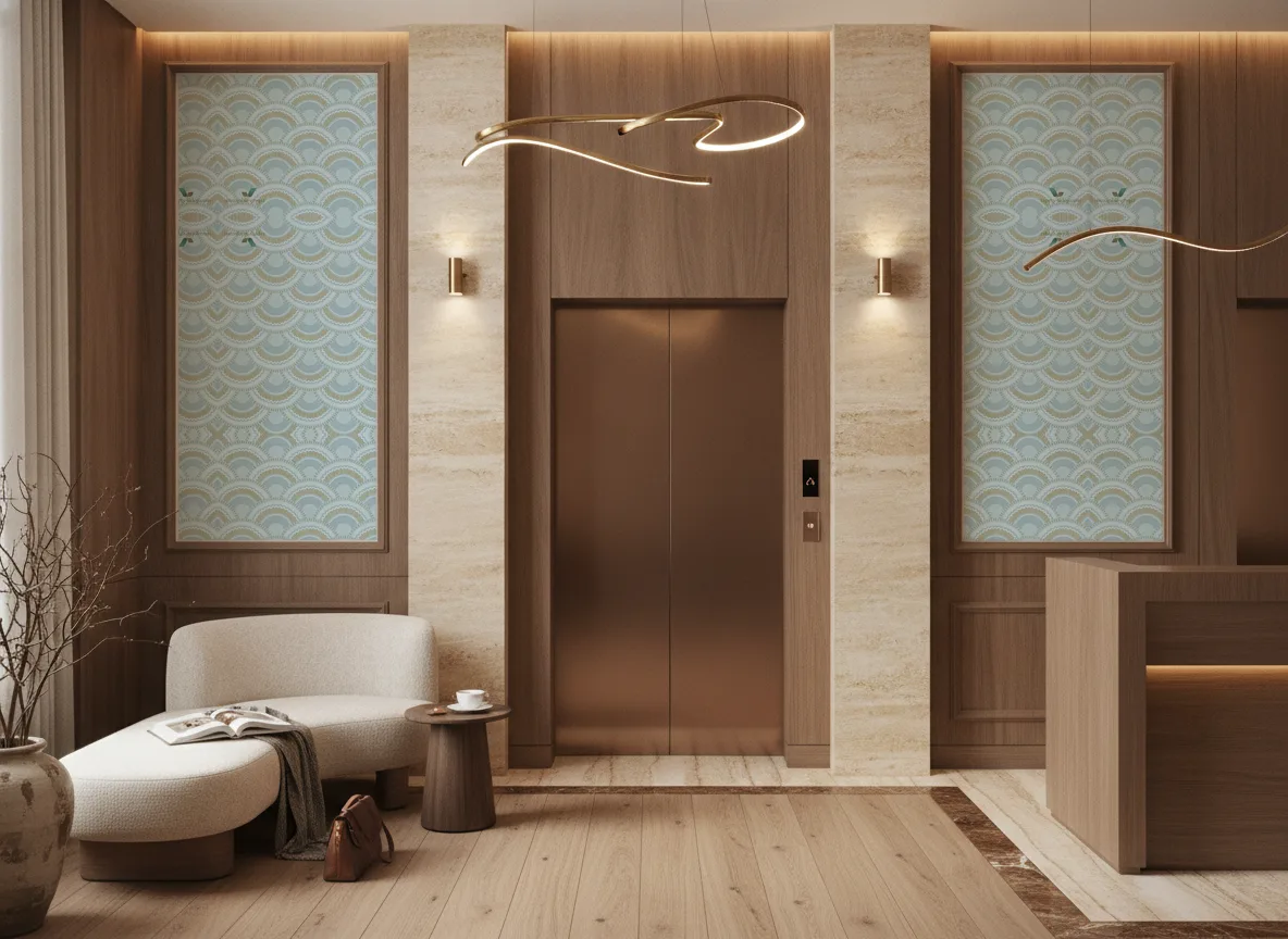 Printemps Viennois — Hol przy windach w hotelu — dwie wysokie ramy