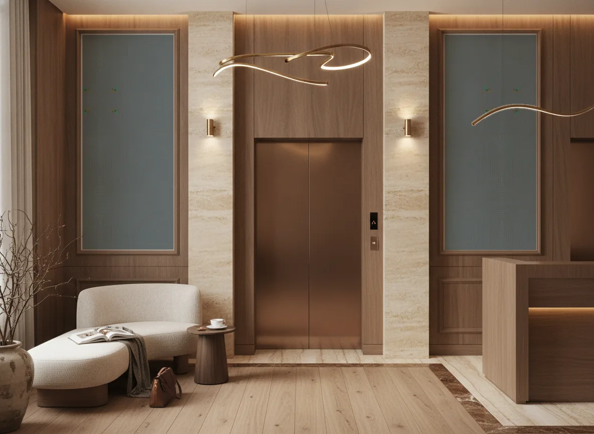 Prisme Delta — Hol przy windach w hotelu — dwie wysokie ramy
