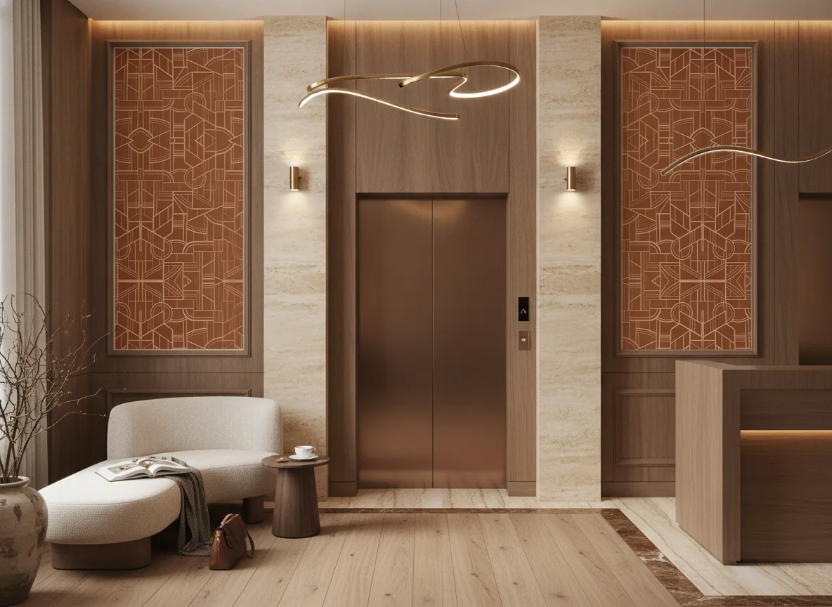 Reims — Hol przy windach w hotelu — dwie wysokie ramy