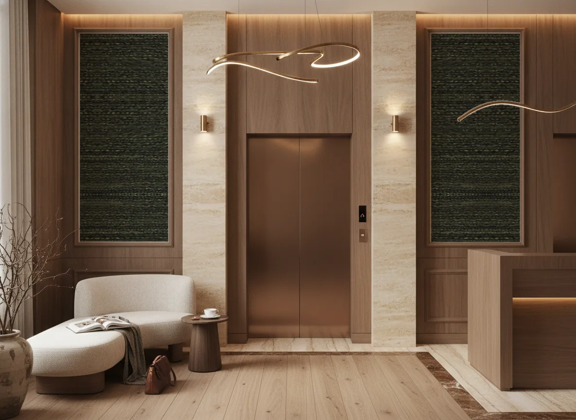 Saba Escambray — Hol przy windach w hotelu — dwie wysokie ramy