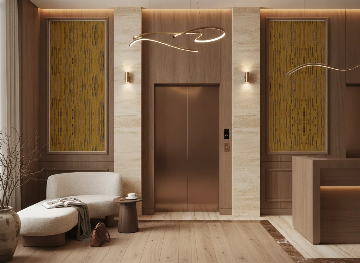 Sequoia Escambray — Hol przy windach w hotelu — dwie wysokie ramy