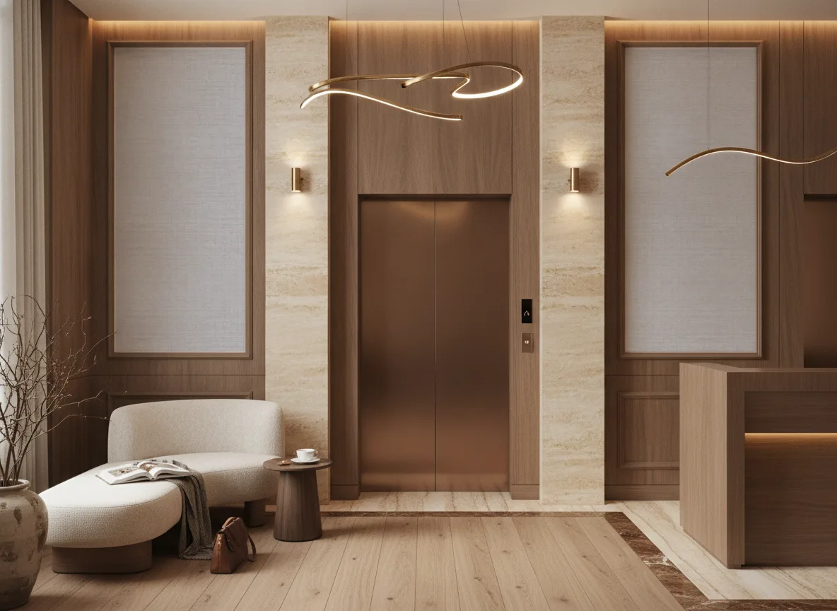 Shantung La Soie — Hol przy windach w hotelu — dwie wysokie ramy