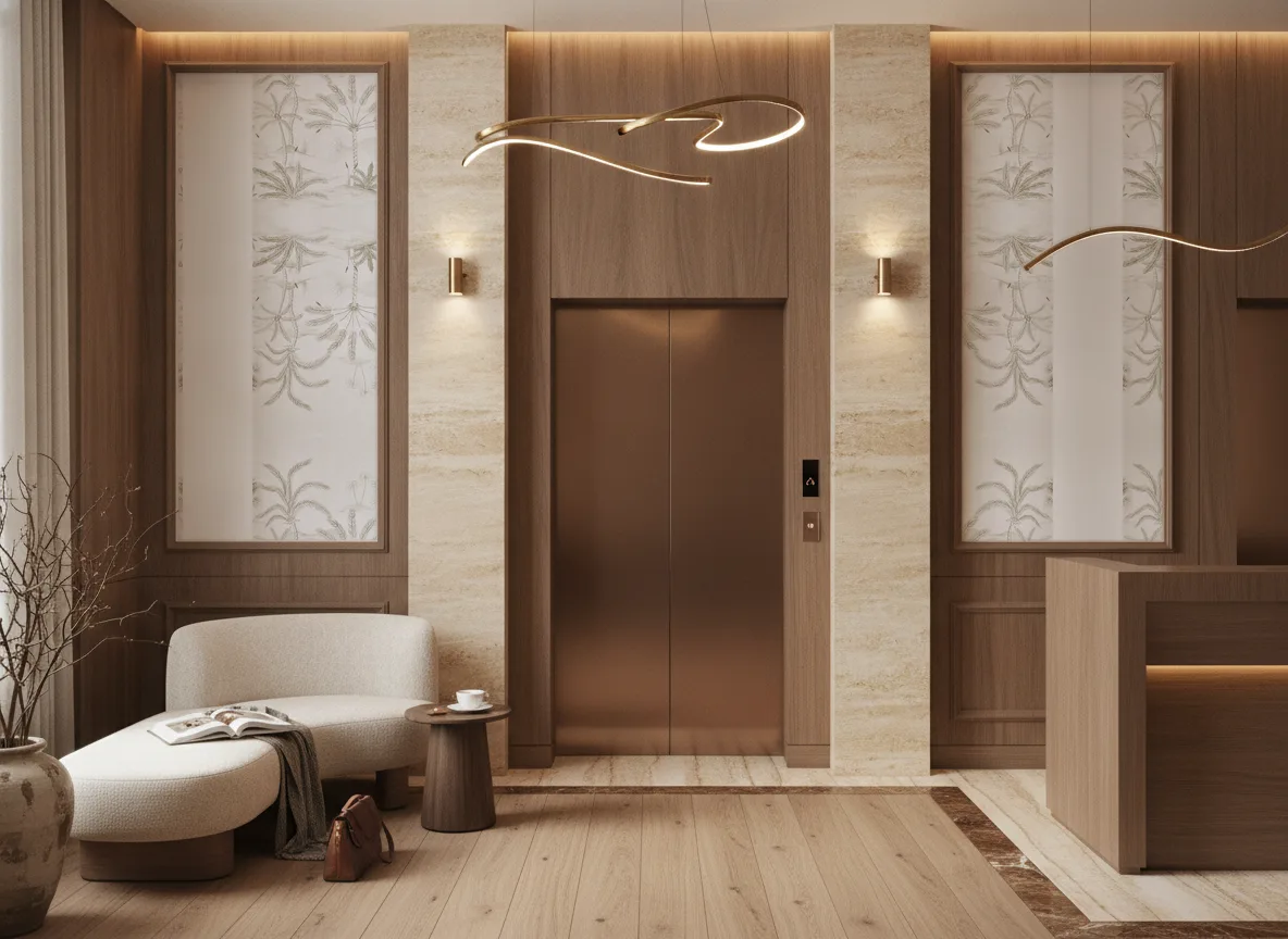 Skoura — Hol przy windach w hotelu — dwie wysokie ramy