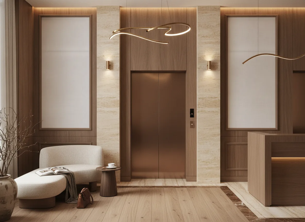 Velin — Hol przy windach w hotelu — dwie wysokie ramy