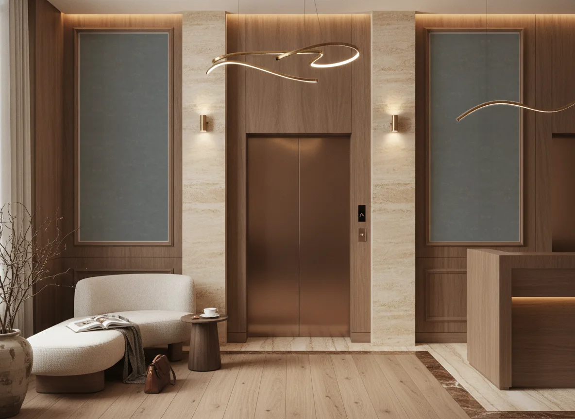 Bombay Exclusive — Hol przy windach w hotelu — dwie wysokie ramy