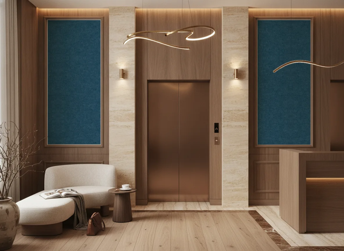 SlimWall — Hol przy windach w hotelu — dwie wysokie ramy