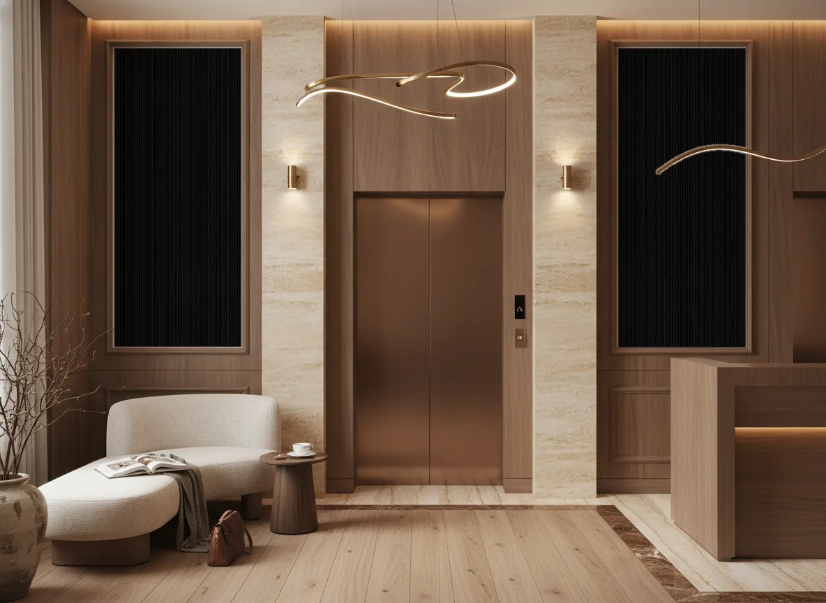 Tapeta obiektowa Hugo W11 — Hol przy windach w hotelu — dwie wysokie ramy
