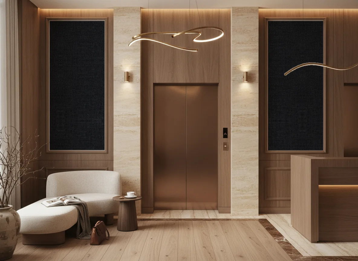 Tapeta obiektowa Milo W29 — Hol przy windach w hotelu — dwie wysokie ramy